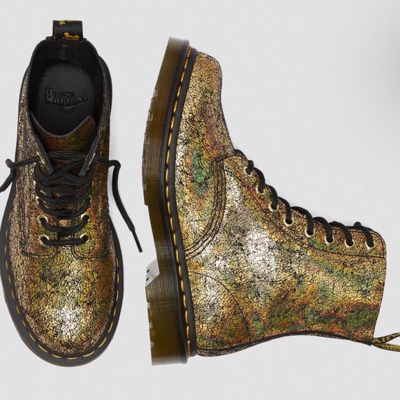 🔴SOLD Dr. Martens 1460 Pascal Gold Iridescent Crackle Metallic Leather Boots, - Picture 13 of 13